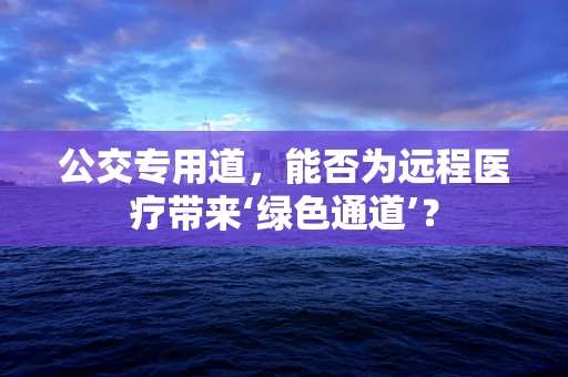 公交专用道，能否为远程医疗带来‘绿色通道’？
