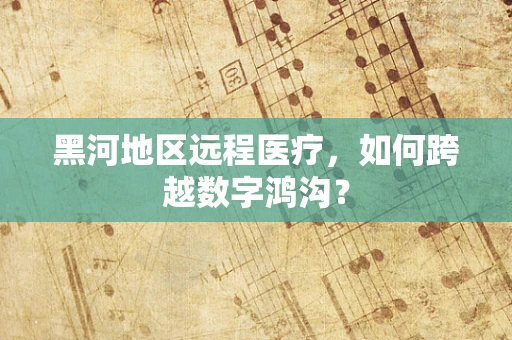 黑河地区远程医疗，如何跨越数字鸿沟？