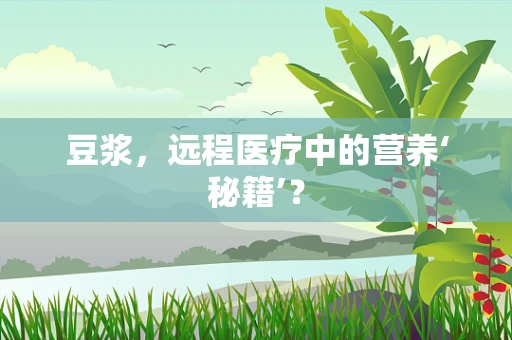 豆浆，远程医疗中的营养‘秘籍’？