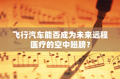 飞行汽车能否成为未来远程医疗的空中翅膀？